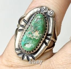 Green Turquoise Ring, Sterling Silver, Sz 5. Vintage Jewelry, Dead Pawn
