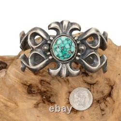 HARRISON BITSUE Turquoise Bracelet Sterling Silver SANDCAST Old Pawn Style