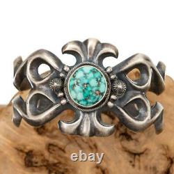 HARRISON BITSUE Turquoise Bracelet Sterling Silver SANDCAST Old Pawn Style