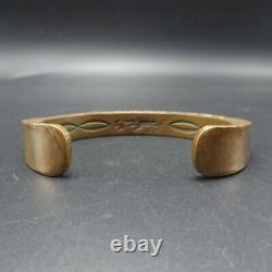 HEAVY Vintage NAVAJO Hand-Stamped COPPER and Sterling Silver Cuff BRACELET 121g