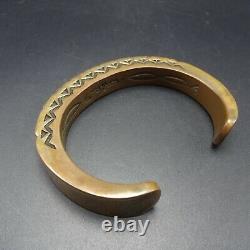 HEAVY Vintage NAVAJO Hand-Stamped COPPER and Sterling Silver Cuff BRACELET 121g