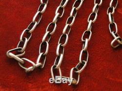 HEAVY! Vtg NA HandMade NAVAJO STERLING Silver Paper Clip Link 24 CHAIN NECKLACE