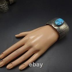 HERBERT BEGAY Vintage NAVAJO Sterling Silver KINGMAN TURQUOISE Cuff BRACELET