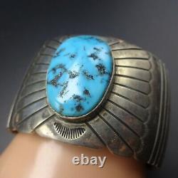 HERBERT BEGAY Vintage NAVAJO Sterling Silver KINGMAN TURQUOISE Cuff BRACELET