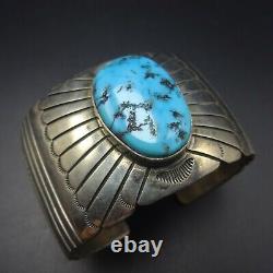 HERBERT BEGAY Vintage NAVAJO Sterling Silver KINGMAN TURQUOISE Cuff BRACELET