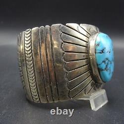 HERBERT BEGAY Vintage NAVAJO Sterling Silver KINGMAN TURQUOISE Cuff BRACELET