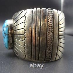 HERBERT BEGAY Vintage NAVAJO Sterling Silver KINGMAN TURQUOISE Cuff BRACELET