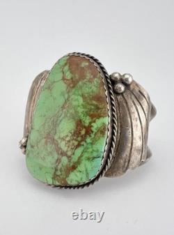 HUGE 2.25 Vtg Navajo Sterling Silver Royston Turquoise Wide Cuff Bracelet -78g