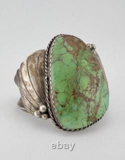 HUGE 2.25 Vtg Navajo Sterling Silver Royston Turquoise Wide Cuff Bracelet -78g