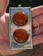 HUGE (4 X 2 inch) Unique Vintage Native American Amber & Sterling Silver 92 grms
