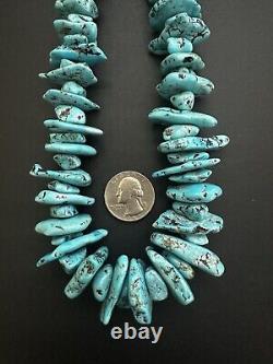 HUGE! Beautiful Vintage Navajo Chunky Kingman Turquoise Necklace 30 257g #232