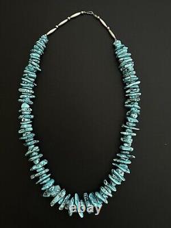 HUGE! Beautiful Vintage Navajo Chunky Kingman Turquoise Necklace 30 257g #232
