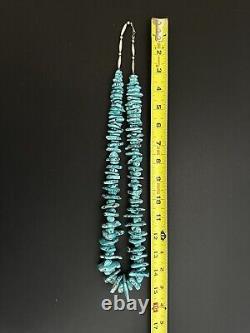 HUGE! Beautiful Vintage Navajo Chunky Kingman Turquoise Necklace 30 257g #232