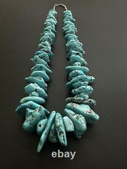 HUGE! Beautiful Vintage Navajo Chunky Kingman Turquoise Necklace 30 257g #232