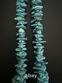 HUGE! Beautiful Vintage Navajo Chunky Kingman Turquoise Necklace 30 257g #232