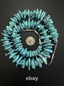 HUGE! Beautiful Vintage Navajo Chunky Kingman Turquoise Necklace 30 257g #232