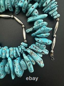 HUGE! Beautiful Vintage Navajo Chunky Kingman Turquoise Necklace 30 257g #232