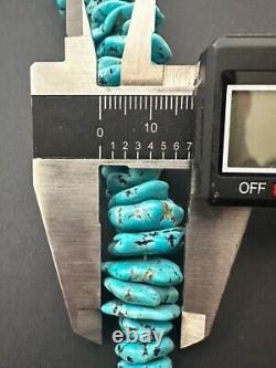 HUGE! Beautiful Vintage Navajo Chunky Kingman Turquoise Necklace 30 257g #232