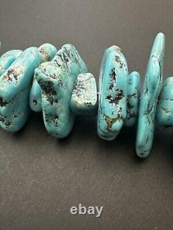 HUGE! Beautiful Vintage Navajo Chunky Kingman Turquoise Necklace 30 257g #232