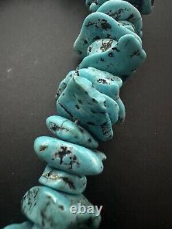 HUGE! Beautiful Vintage Navajo Chunky Kingman Turquoise Necklace 30 257g #232