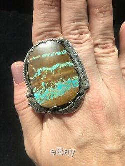 HUGE Sterling Silver Vtg Navajo Royston Boulder Turquoise Ring 23g Sz 10.5