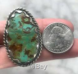 HUGE Sterling Silver Vtg Navajo Royston Turquoise RingUnisexSz 9.75