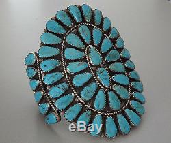 HUGE Zuni Old Vintage Turquoise Cluster Cuff Bracelet attr ONDELACY 95.7 grams