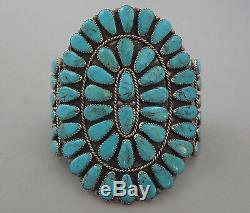 HUGE Zuni Old Vintage Turquoise Cluster Cuff Bracelet attr ONDELACY 95.7 grams