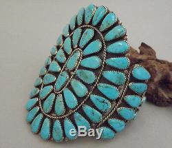 HUGE Zuni Old Vintage Turquoise Cluster Cuff Bracelet attr ONDELACY 95.7 grams