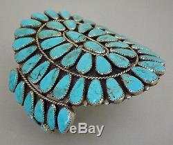 HUGE Zuni Old Vintage Turquoise Cluster Cuff Bracelet attr ONDELACY 95.7 grams