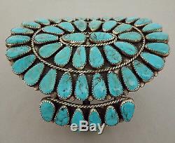 HUGE Zuni Old Vintage Turquoise Cluster Cuff Bracelet attr ONDELACY 95.7 grams