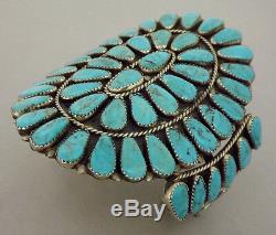 HUGE Zuni Old Vintage Turquoise Cluster Cuff Bracelet attr ONDELACY 95.7 grams