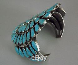 HUGE Zuni Old Vintage Turquoise Cluster Cuff Bracelet attr ONDELACY 95.7 grams