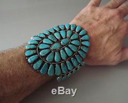 HUGE Zuni Old Vintage Turquoise Cluster Cuff Bracelet attr ONDELACY 95.7 grams