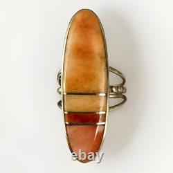 H. Smith Navajo Sterling Silver Spiny Oyster Inlay Ring Size 6 Statement Signed