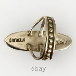 H. Smith Navajo Sterling Silver Spiny Oyster Inlay Ring Size 6 Statement Signed