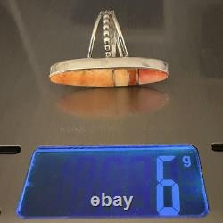 H. Smith Navajo Sterling Silver Spiny Oyster Inlay Ring Size 6 Statement Signed
