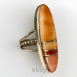 H. Smith Navajo Sterling Silver Spiny Oyster Inlay Ring Size 6 Statement Signed