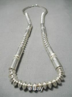 Hand Tooled Vintage Navajo Sterling Silver Tubule Necklace