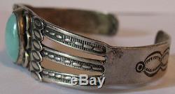 Handsome Vintage Navajo Indian Silver Turquoise Cuff Bracelet