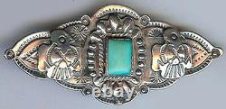Handsome Vintage Navajo Indian Sterling Silver Turquoise Applied Thunderbird Pin