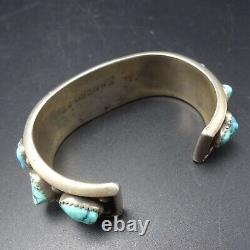 Heavy Classic 1940s Vintage NAVAJO Sterling TURQUOISE Single Row Cuff BRACELET