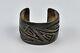 Heavy Early American Hopi Indian Pawn Sterling Silver Geometric Cuff Bracelet