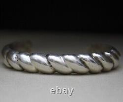 Heavy Vintage Native American Navajo Sterling Silver Sandcast Cuff Bracelet