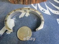 Heavy Vintage Signed Navajo Sterling Silver Cuff Bracelet Nusie Belon L2
