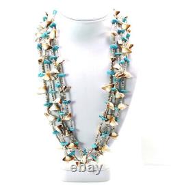 Heishi Turquoise Shell Necklace 4 Strands 34 Vintage Native American