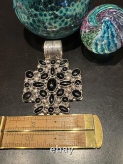 Highly Protective Vintage'nakai Indian Jewelry' Santa Fe, Nm Onyx Cross Pendant