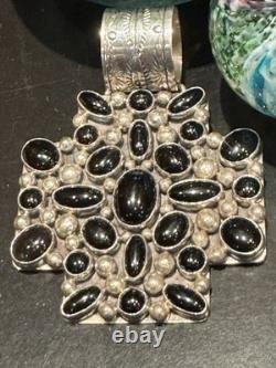 Highly Protective Vintage'nakai Indian Jewelry' Santa Fe, Nm Onyx Cross Pendant