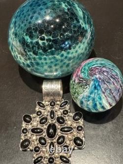 Highly Protective Vintage'nakai Indian Jewelry' Santa Fe, Nm Onyx Cross Pendant