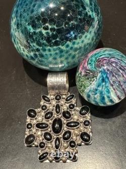 Highly Protective Vintage'nakai Indian Jewelry' Santa Fe, Nm Onyx Cross Pendant